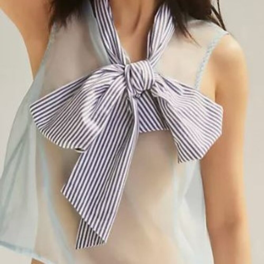 Anthopologie Pernille Rosenkilde Sheer Bow-Neck Blouse